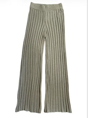 NWOT FREE PEOPLE IMOGENE RIBBED KNIT
SWEATER PANTS SIZE M LIGHT GREEN